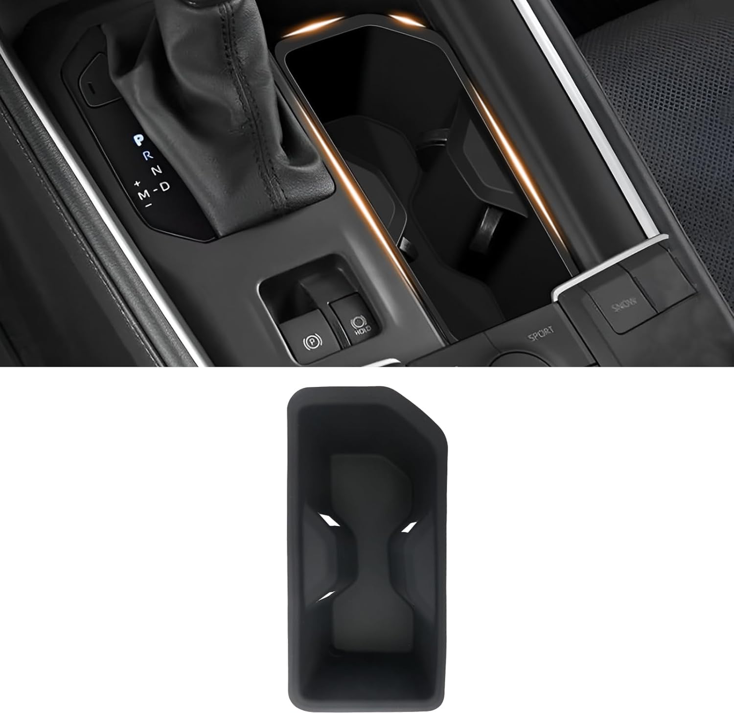 2PCS Silicone Central Console Cup Holder & Storage Mat Console Insert Organizer for 2024 2025 2026 Toyota Grand Highlander/Hybrid, Anti-Slip Waterproof Storage Accessories (Black)