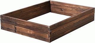 Wooden Raised Garden Planter Treated Fir Wood Outdoor Flower Trough Herb Vegetable Bed in 3 Sizes Bottomless Assembly Required (Large 110x90cm)