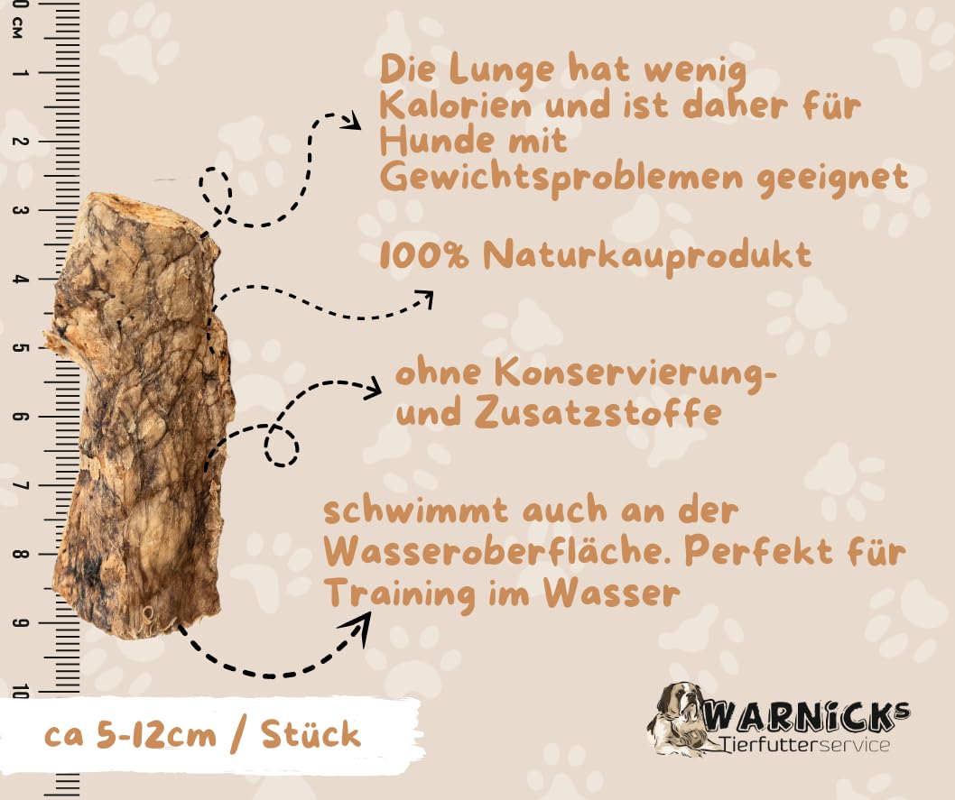 Warnick´s Tierfutterservice - Hundesnack - 2x1000g Rinderlunge fettarm – Naturkausnack 100 % Rind – schonend getrocknet, ohne Zusätze – leicht verdaulich & kalorienarm – ideale Belohnung (2kg)