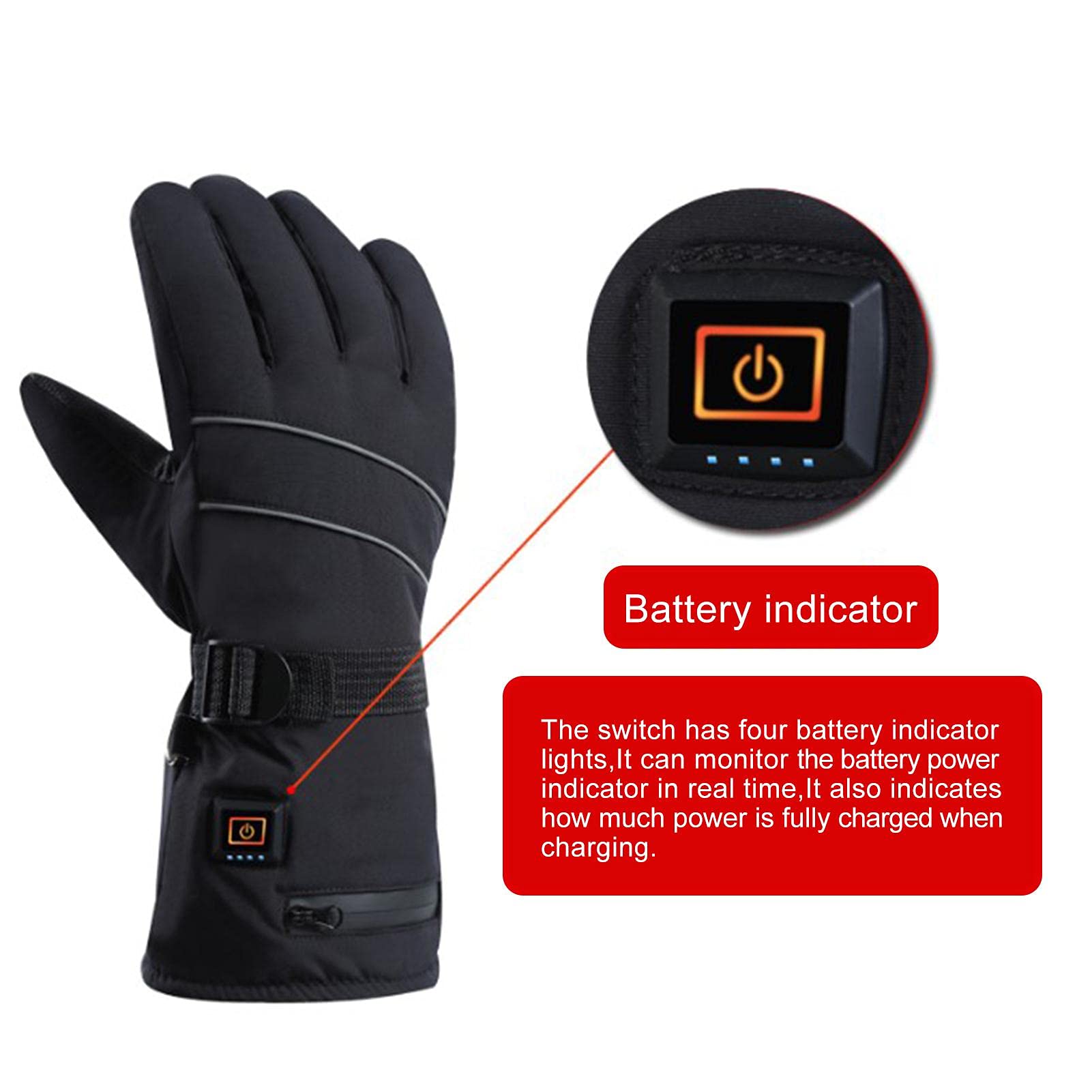 Guantes de motocicleta calefactados | Guantes de invierno recargables de 8.4 V para hombre | Guantes de invierno para hombre con tacto de dedo, guantes de esquí impermeables para pantalla táctil