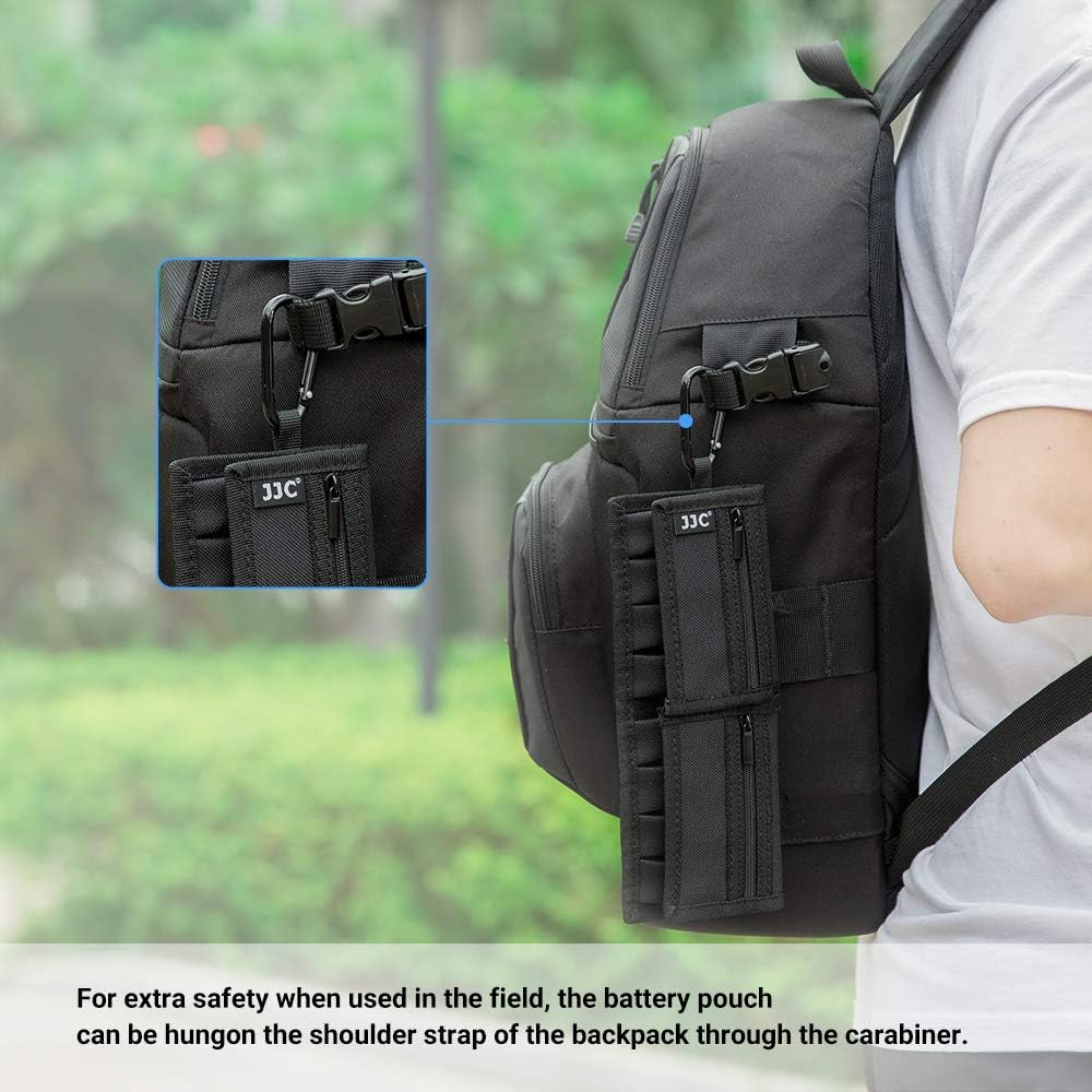 18650 Battery Pouch with Zipper Pocket, Case for 8 x 18650 or 20700 or 21700, Belt Holster with Carabiner
