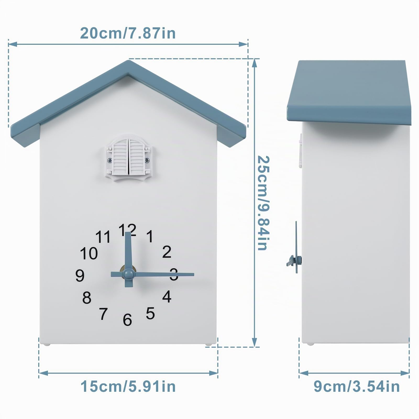 Kuckucksuhr, modern, Kuckucksuhr, zum Aufhängen, Kuckucksuhr mit zartem Pendel und Vogelstimmen, Kuckucksuhr, batteriebetrieben, modische Dekoration für Wohnzimmer, Haus, Büro (Weiß 1)