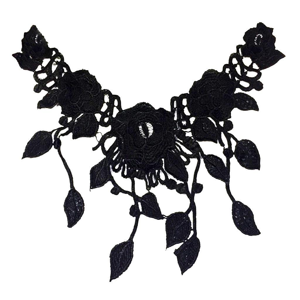 Enakshi Vintage Flower Lace Applique Neck Collar Fabric Sewing Craft Trims DIY Black-image-8