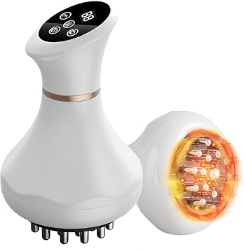 Handheld Electric Lymphatic Drainage Massager Body Sculpting Machine and Anti Cellulite Massage Tool with Microcurrent Red Light Heat & Vibration for Stretch Marks White-d1