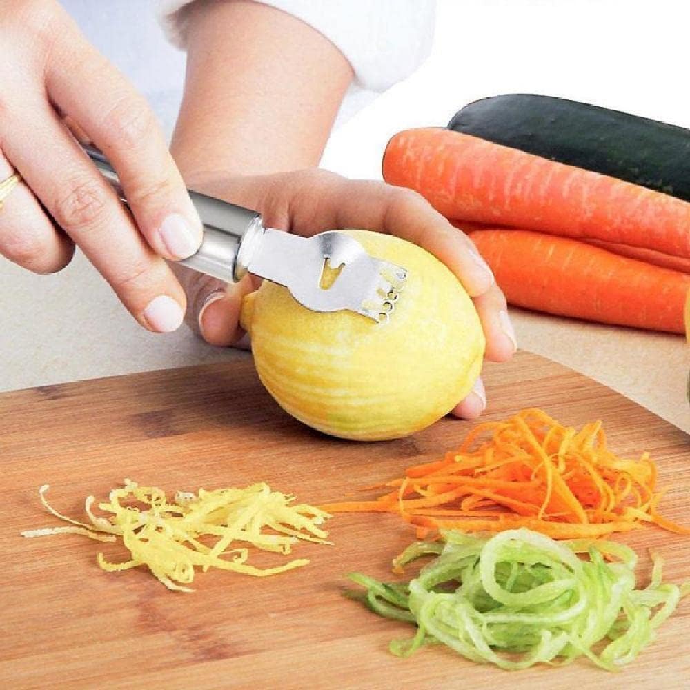 Lemon Citrus Grater Tool Stainless Steel Orange Peeler with Channel Knife Lemon Twist Tool for Kitchen Bar Cocktail Garnish