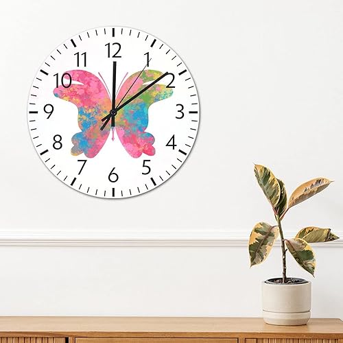 Miniatura 17 de ArogGeld Reloj de pared de PVC con mariposa multicolor, relojes con números para amantes de la mariposa, silencioso, sin tictac, funciona