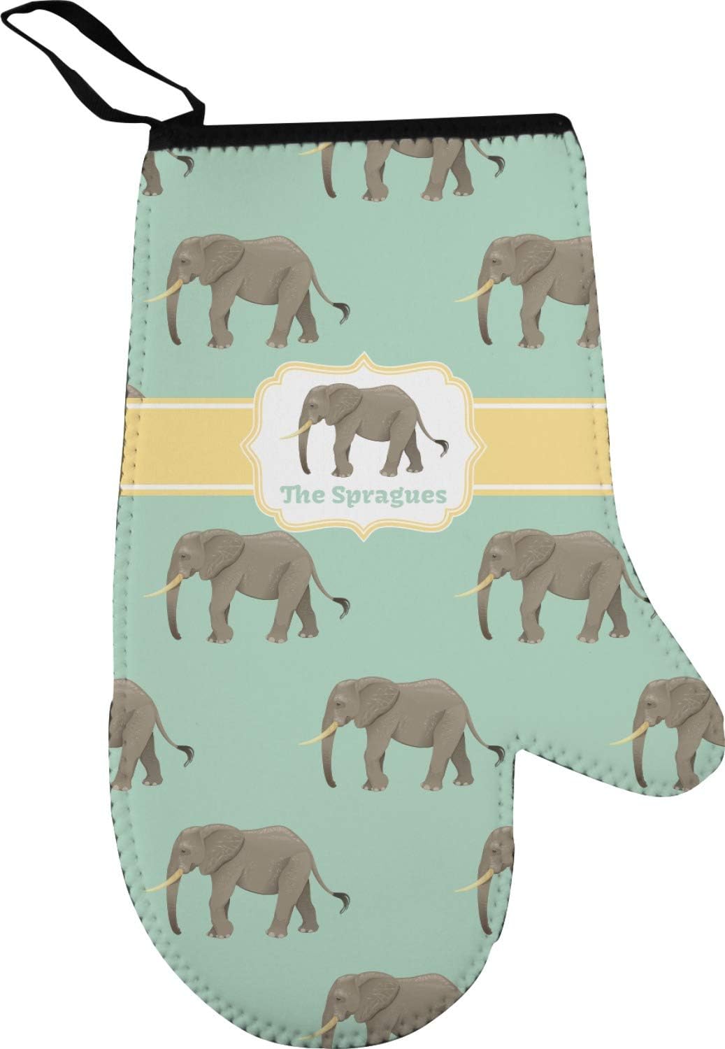 Personalized Elephant Right Oven Mitt & Pot Holder Set w/Name or Text