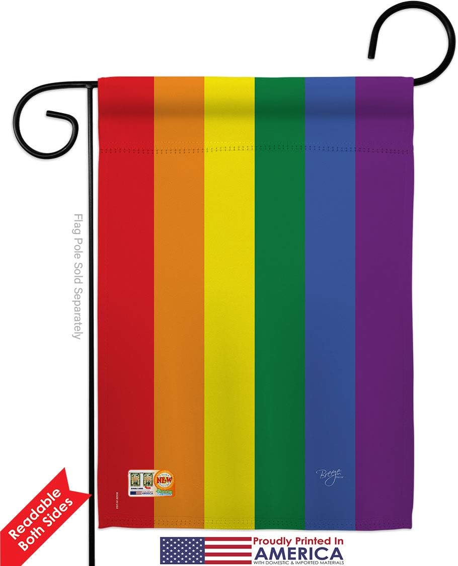 Breeze Decor Rainbow Garden Flag Pack Support Pride Love LGBT Gay Bisexual Pansexual Transgender Vintage Applique House Decoration Banner Small Yard Gift Double-Sided, Thick Fabric, Made in USA