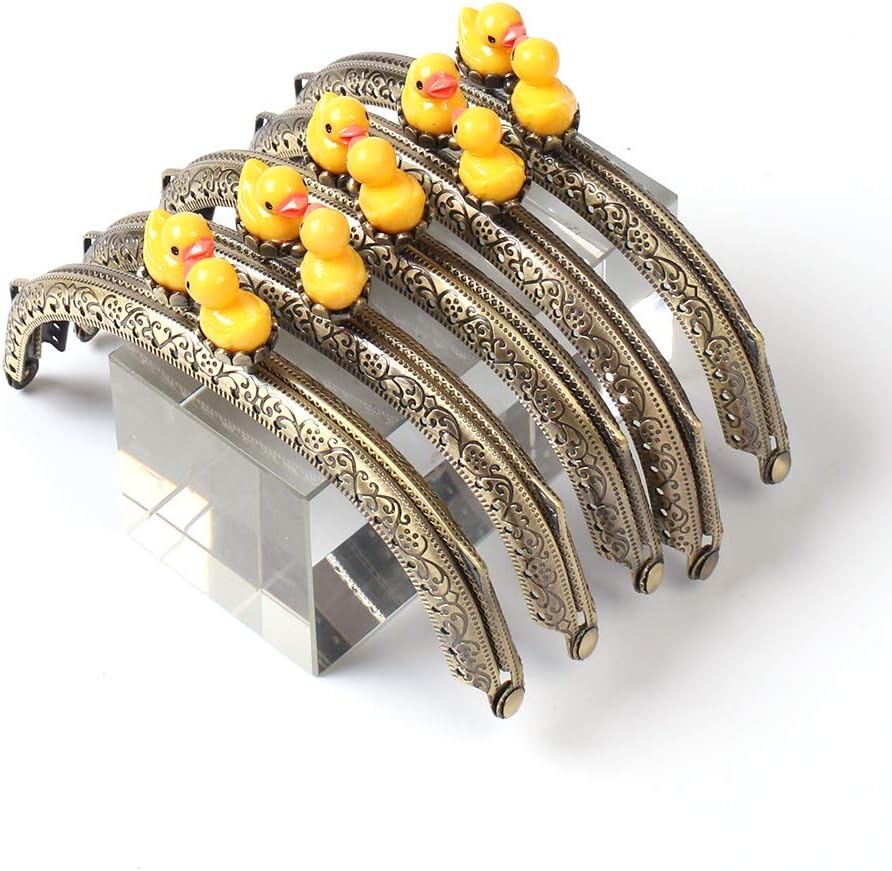 Bagparts Metal Frame Purse Frame Kiss Clasp Lock Squared Design Bag Clutch Frame DIY Craft Bronze 5PCS 12.5X5.5CM