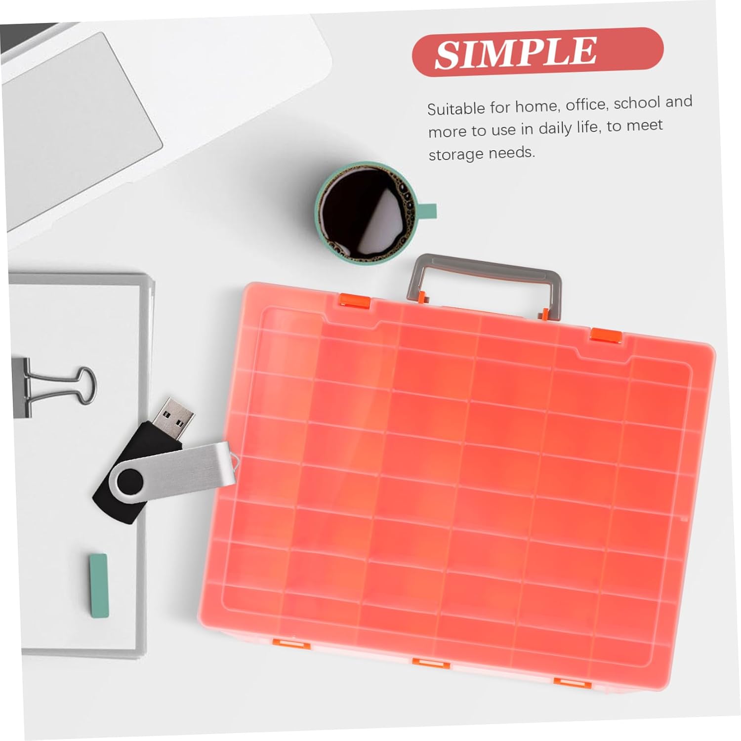 Portable 48 Compartment PP Organizer Box with Dividers and Lid