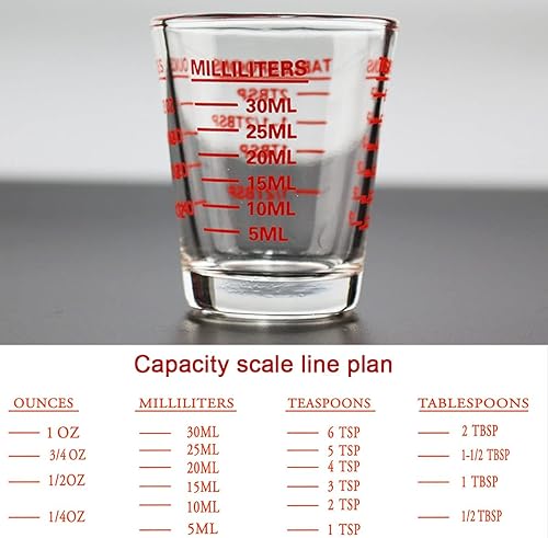 Miniatura 7 de Vasos de chupito medidor, vaso de chupito de espresso, vaso de vino líquido pesado, paquete de 2 unidades de 26 mediciones incrementales, 1 oz, 6