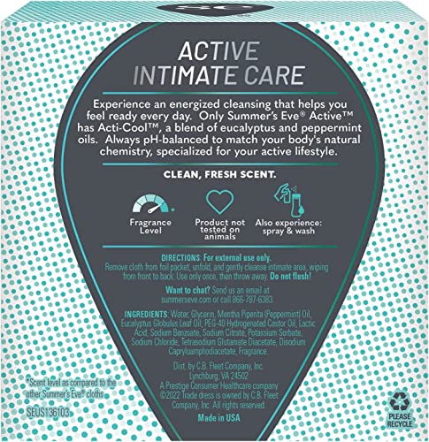 Image of Summer's Eve Active Daily Perfomance Feminine Wipes, pH balanced, 14 Count (Pack of 4)