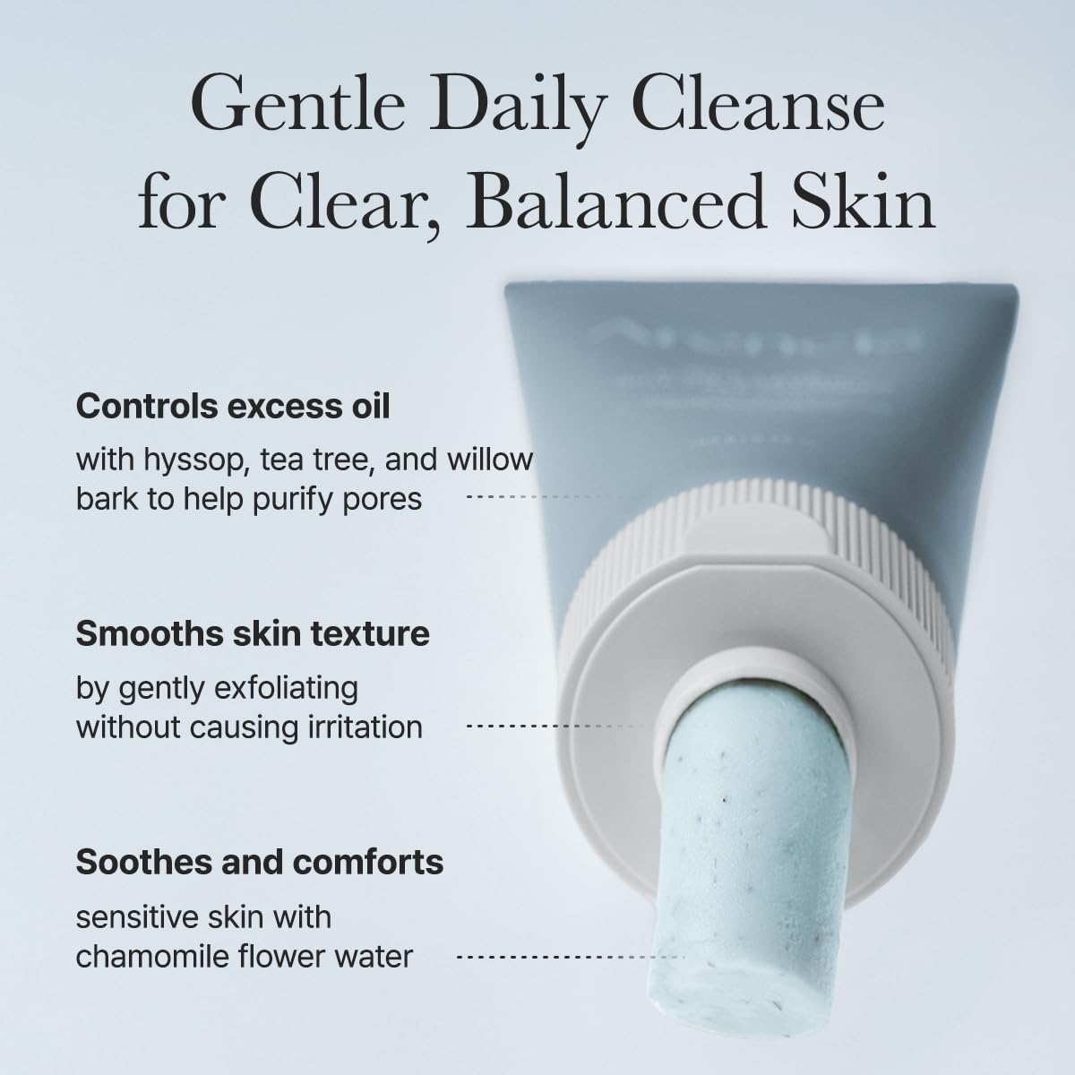 ARENCIA Hyssop Sebum Control Rice Cake Cleanser, 5.29 oz, AHA Tea Tree Face Wash for Oily Combination Skin - Image 3