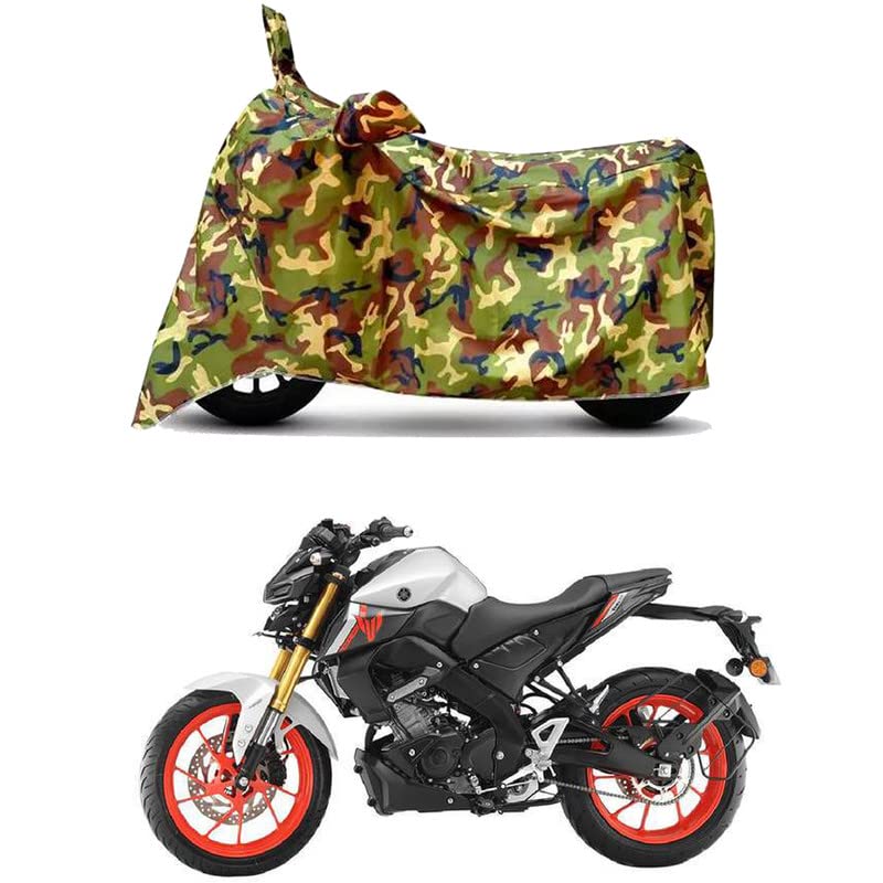 Image of Waterproof 100% PVC Coated Full Bike Scooty Two Wheeler Body Cover Compatible for Yamaha MT 15 V2 /UV-Rays /Heat Protection /Birds Dropping /Scratchproof /Dust Proof s[6X6 Jungle Print]