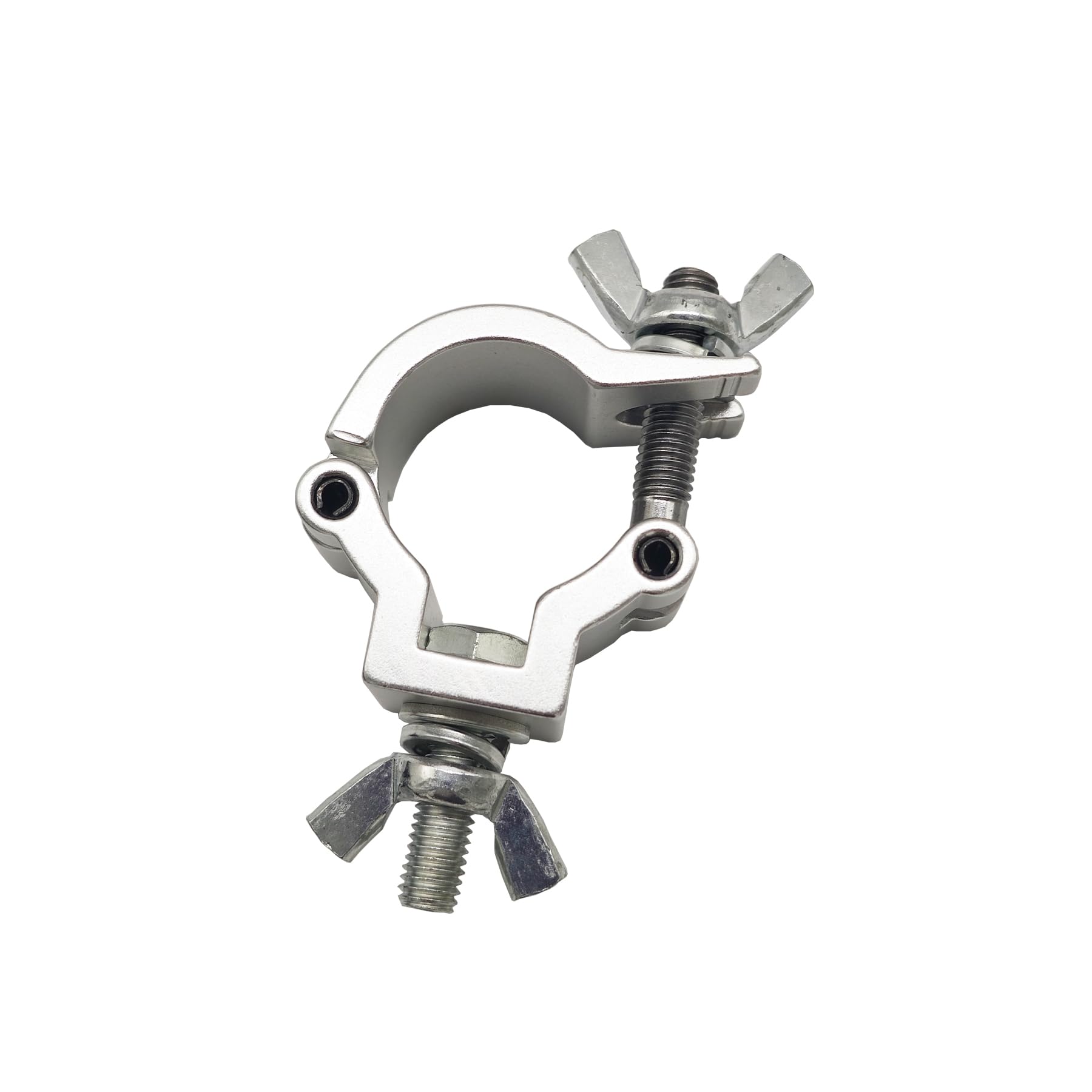 Zaciski oświetleniowe DJ od 2,5 cm do 3,0 cm mocowanie oświetleniowe pasują do rury zewnętrznej 25-30 mm, wytrzymałe, 75 kg, zaciski hakowe, stop aluminium do oświetlenia scenicznego (4 szt. srebrnych