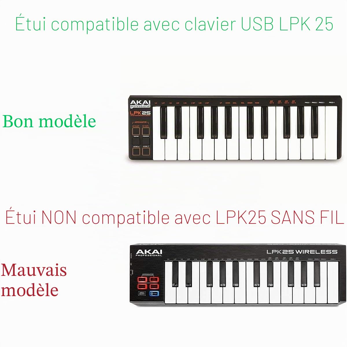 Khanka Dur Cas étui de Voyage Housse pour AKAI Professional Pro LPK25 Wireless Clavier Maître MIDI Bluetooth Ultra Compact