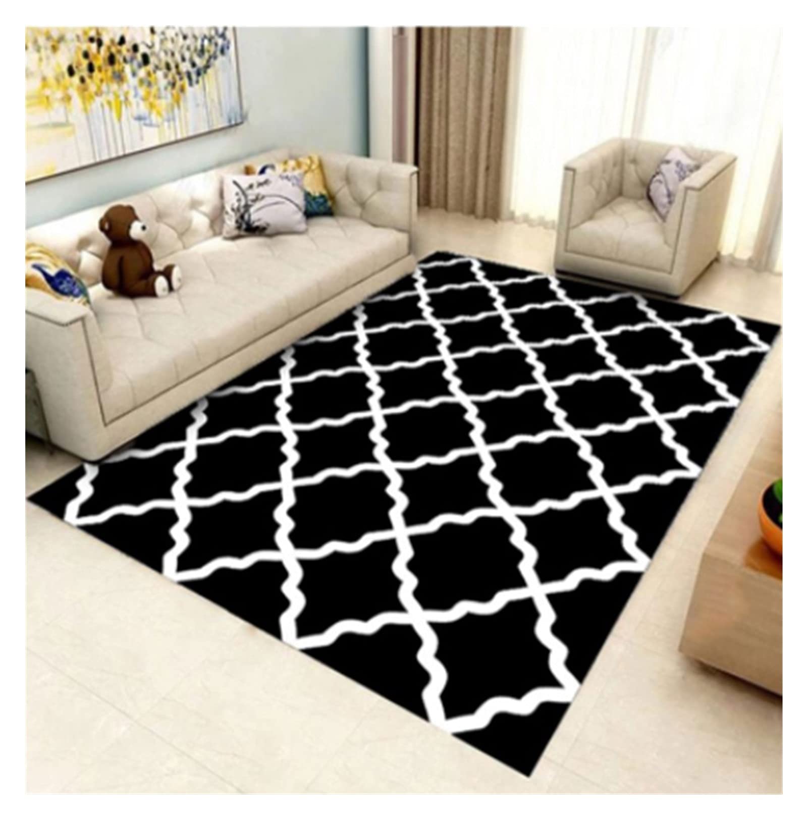 Tapis de porte géométrique léger et tapis de sol oriental