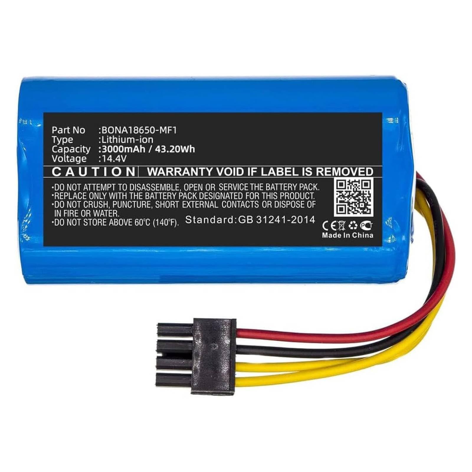 14.4V 3000mAh Battery Compatible for Proscenic Cocoa Smart 780T 790T KA760 BONA18650-AA CECOTEC Conga 1490 1590 1390 1290 CONG0003 Bagotte BL509