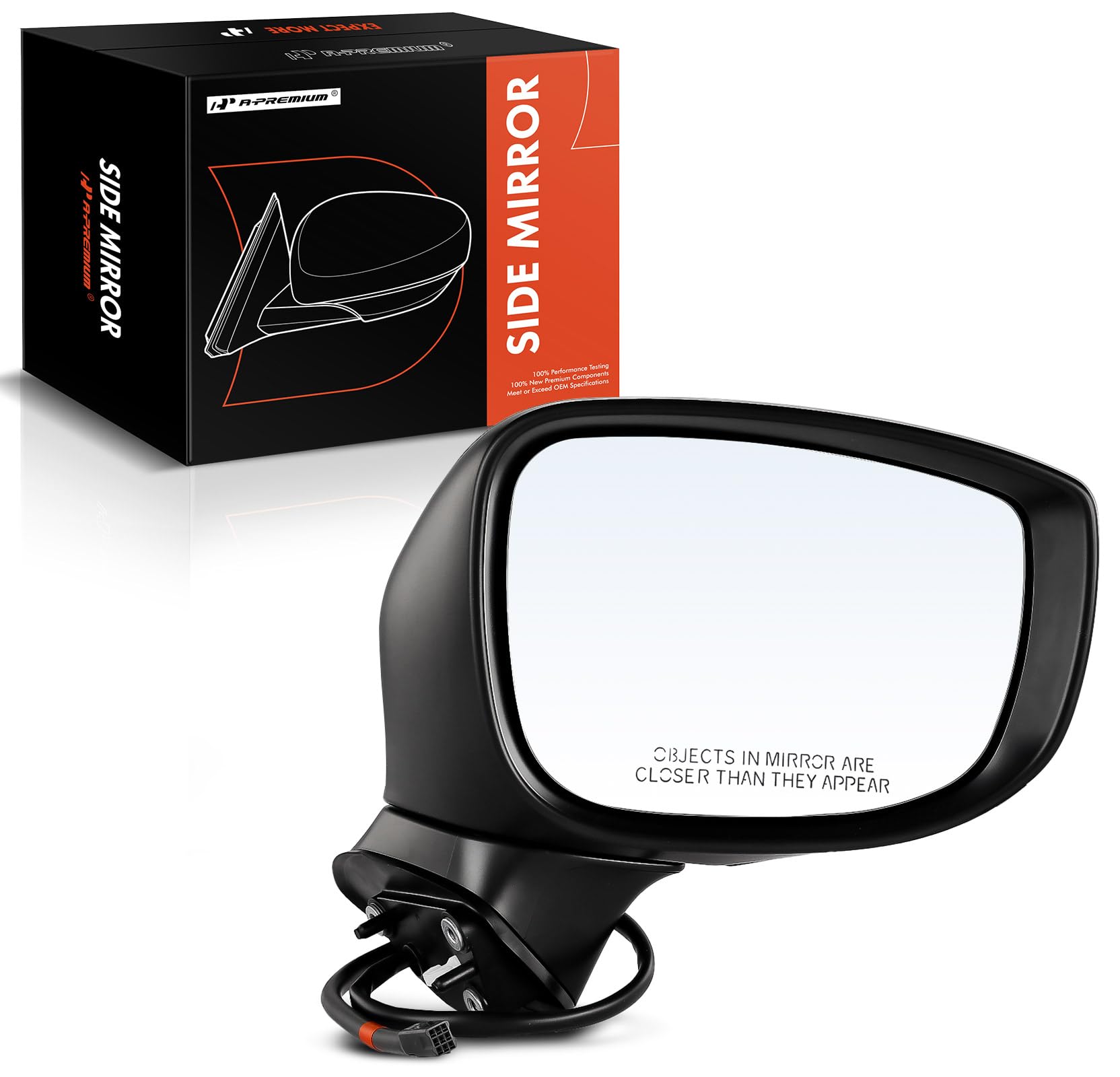 A-Premium Passenger Side Power Door Mirror - Compatible with Mazda CX-5 CX5 2017-2022 - Non-Heated, Manual Folding Black, Outside Rear View Mirror w/Turn Signal and Blind Spot Detection