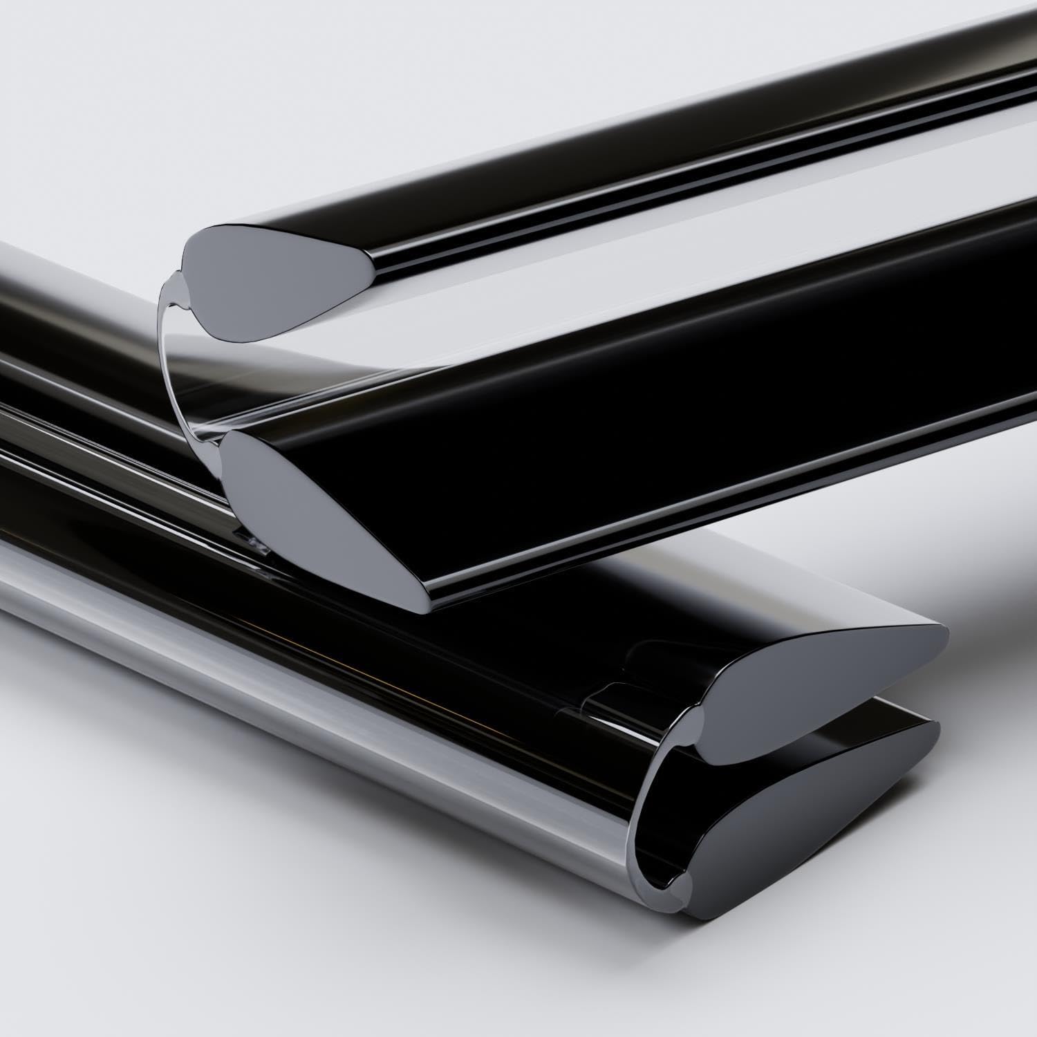 4x 100mm Black Low Profile Flexible Living Hinges, Acrylic/Polycarbonate (3 15/16 in)