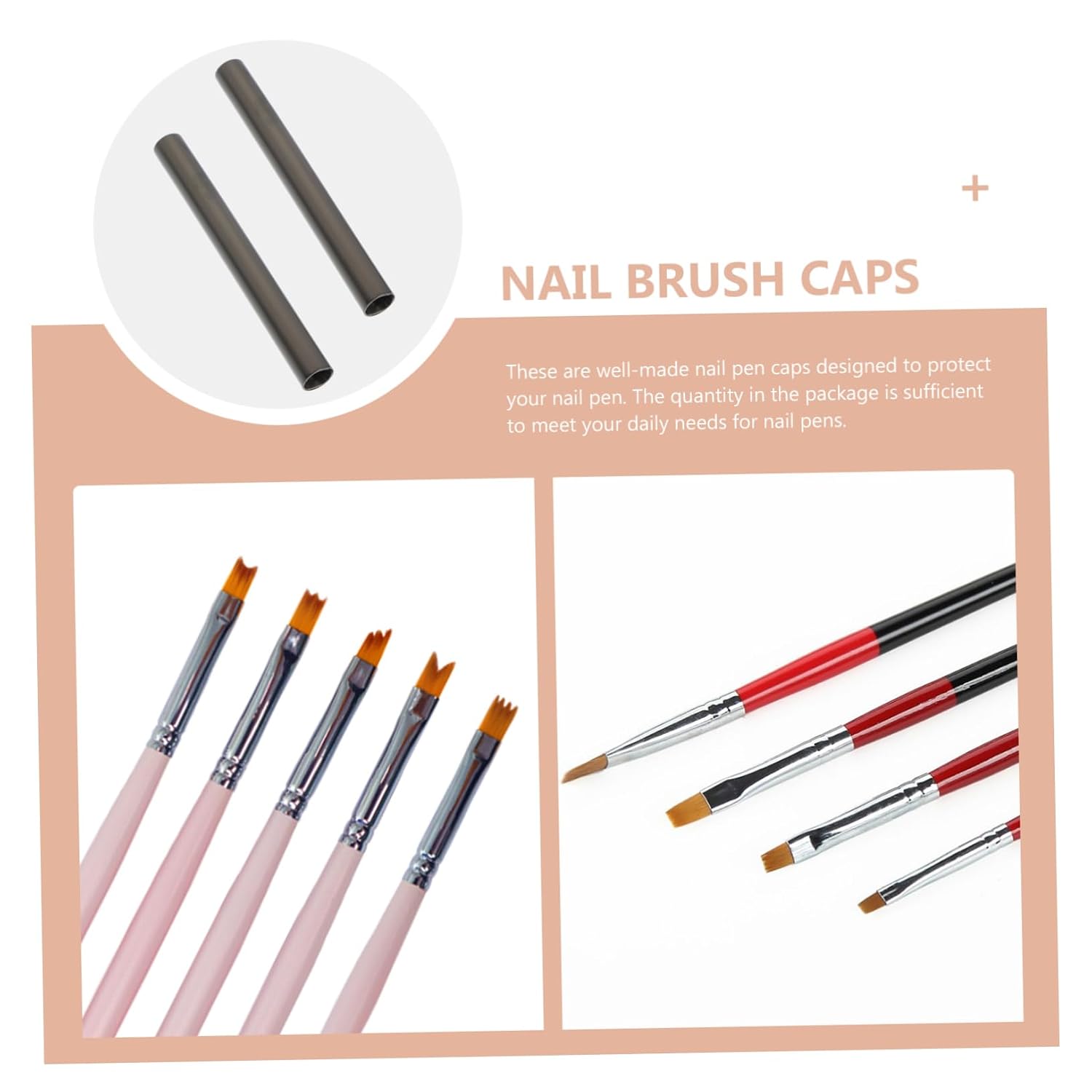 5pcs Nail Brush Metal Caps for Manicure Pens, Lightproof