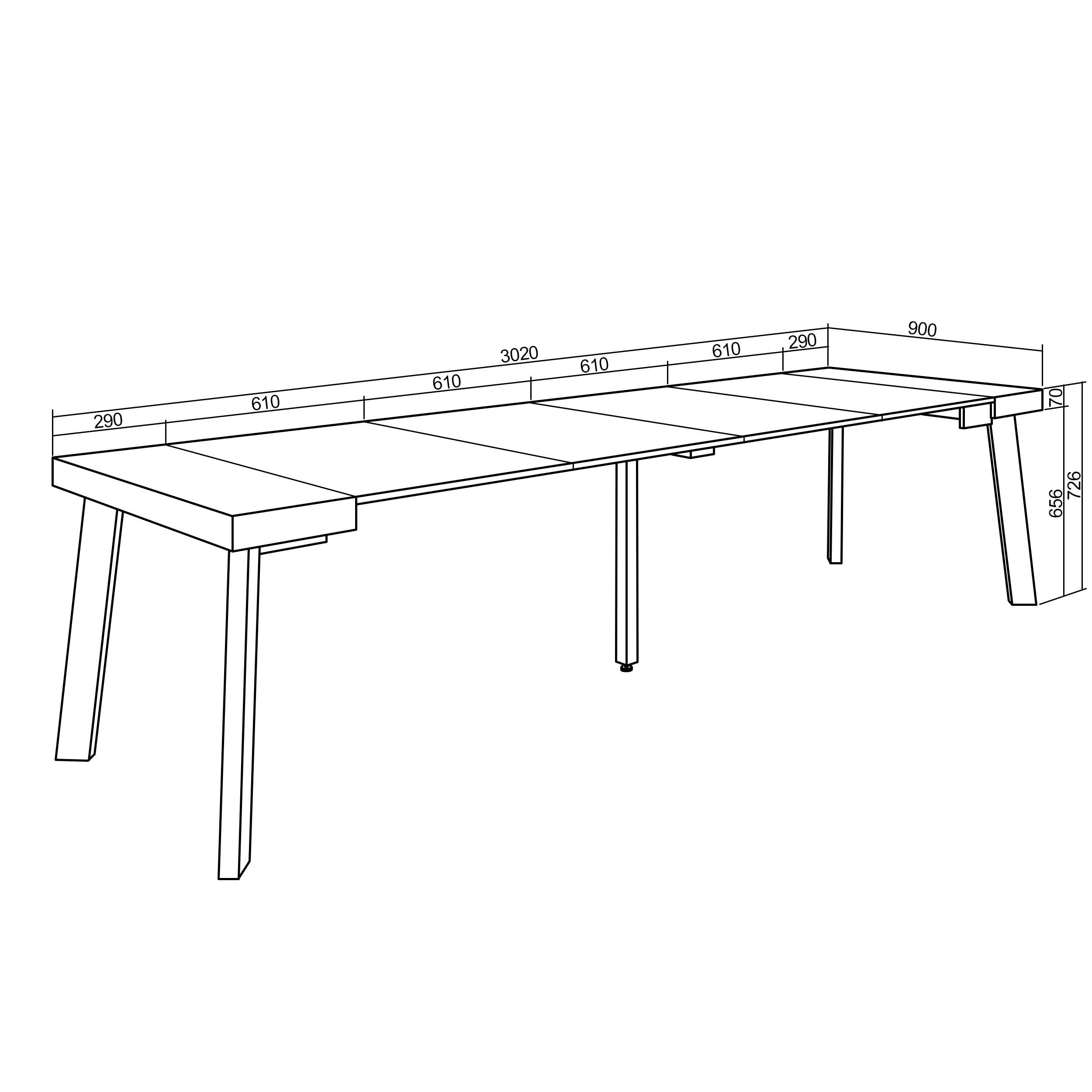 Skraut Home - Support - Pieds en U - Bois massif pour plateau de table - Laqué blanc - 70x71cm