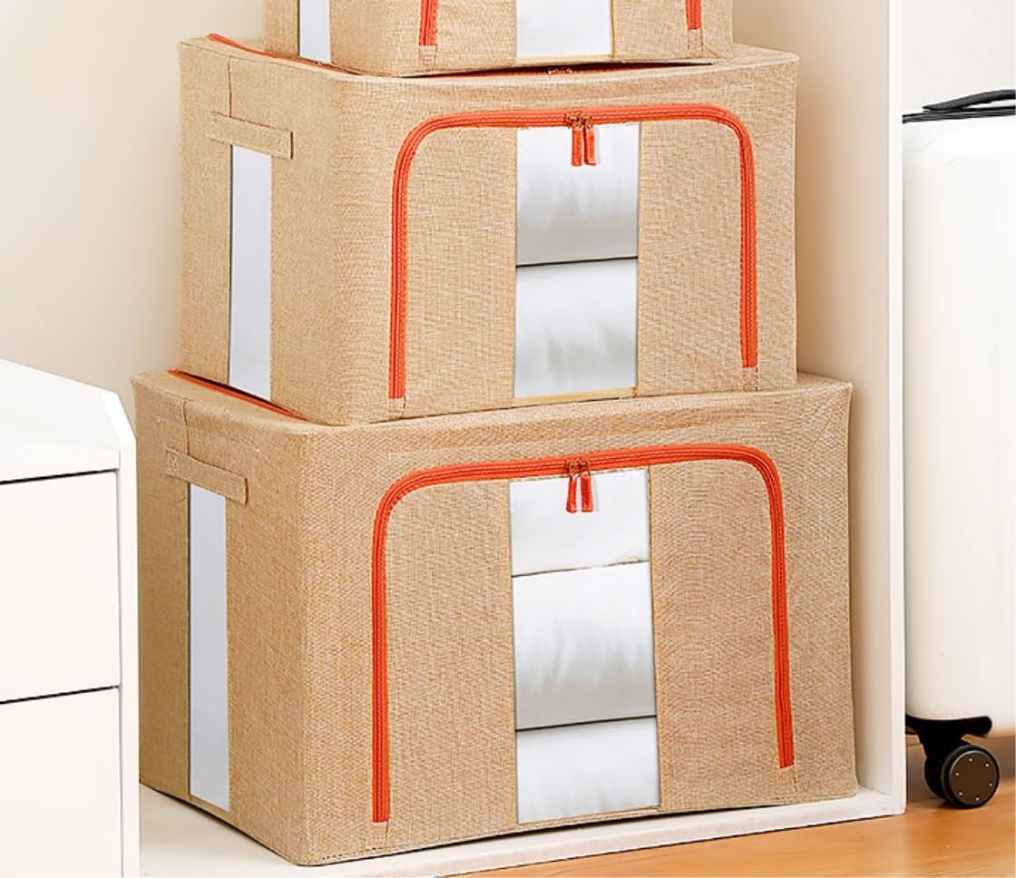 Sacchetti portaoggetti per piumini e vestiti, organizzazione pieghevole con finestra trasparente e manici, ideali per riporre la casa, 50 x 40 x 33 cm, confezione da 2
