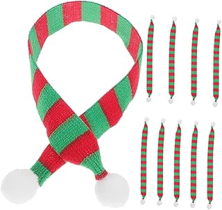 10個 ミニスカーフ クリスマス 雪だるま ミニドールスカーフ ぬいぐるみ ミニニットマフラー 工芸品用の小さなスカーフ DIYの装飾品 ペットの服DIY ドールハウスのペット 布