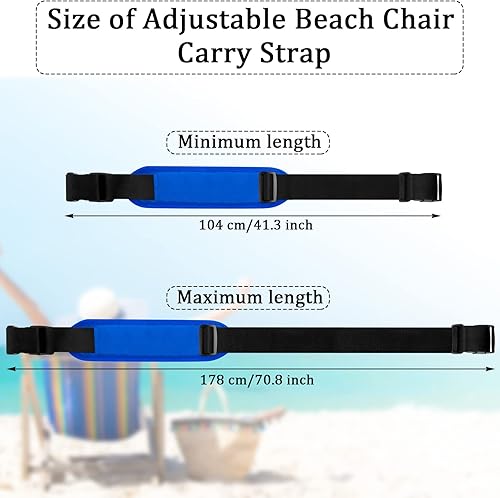 Miniatura 9 de SATINIOR Paquete de 3 correas de transporte para silla de playa, plegables, ajustables, universales, para playa, campamento, pícnics (negro, gris y