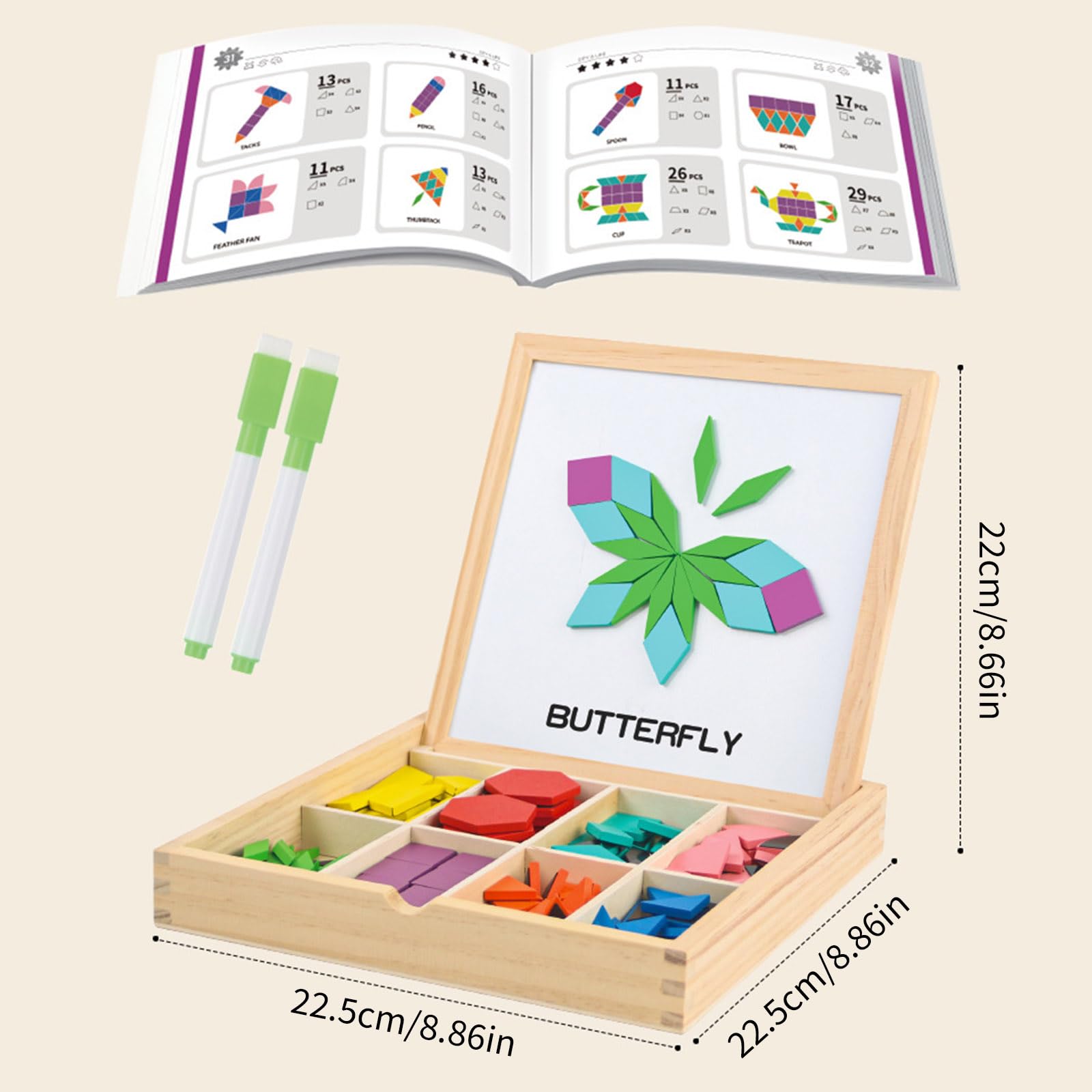 Juego de construcción de Madera con Bloques magnéticos Seguros para niños y niñas de 3 años o más Bloques de construcción de Madera para niños