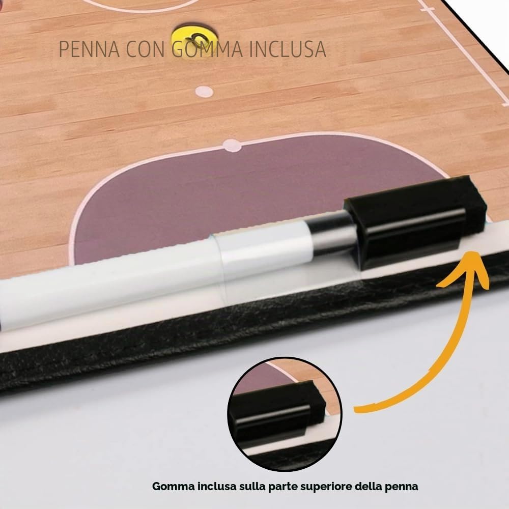 CREADY Lavagnetta per allenatore futsal con 24 magneti e pennarello con cancellino | Lavagna magnetica futsal | Lavagna allenatore calcio a 5 | Lavagna tattica futsal | Lavagnetta futsal