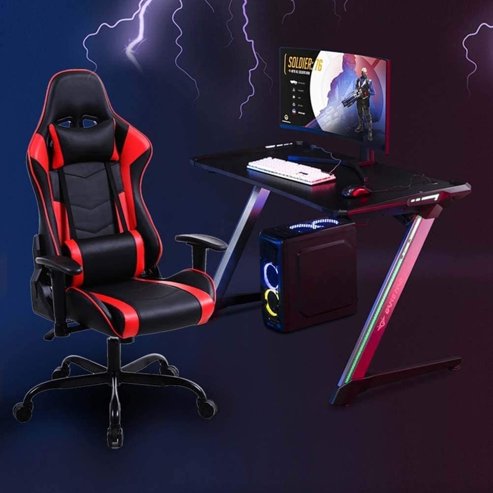 Office Chairs Computer Gaming Chair Ergonomic High Back Office Chair PC Game Racing Chair with Lumbar Support Headrest Executive PU Leather Swivel Chair for Adults Women Men