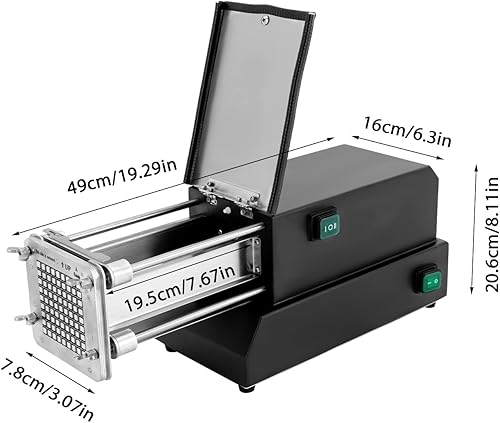 Miniatura 2 de Cortador eléctrico de verduras para papas, zanahorias, pepinos, con 2 tamaños de cuchillas reemplazables de 12" y 38" de acero inoxidable para