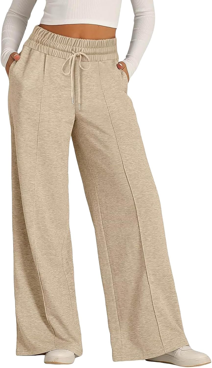 ZWRXW Womens Wide Leg Sweatpants High Waisted Baggy Pants Athletic Joggers Sweat Pants Casual Lounge Pant Sportswear Trendy