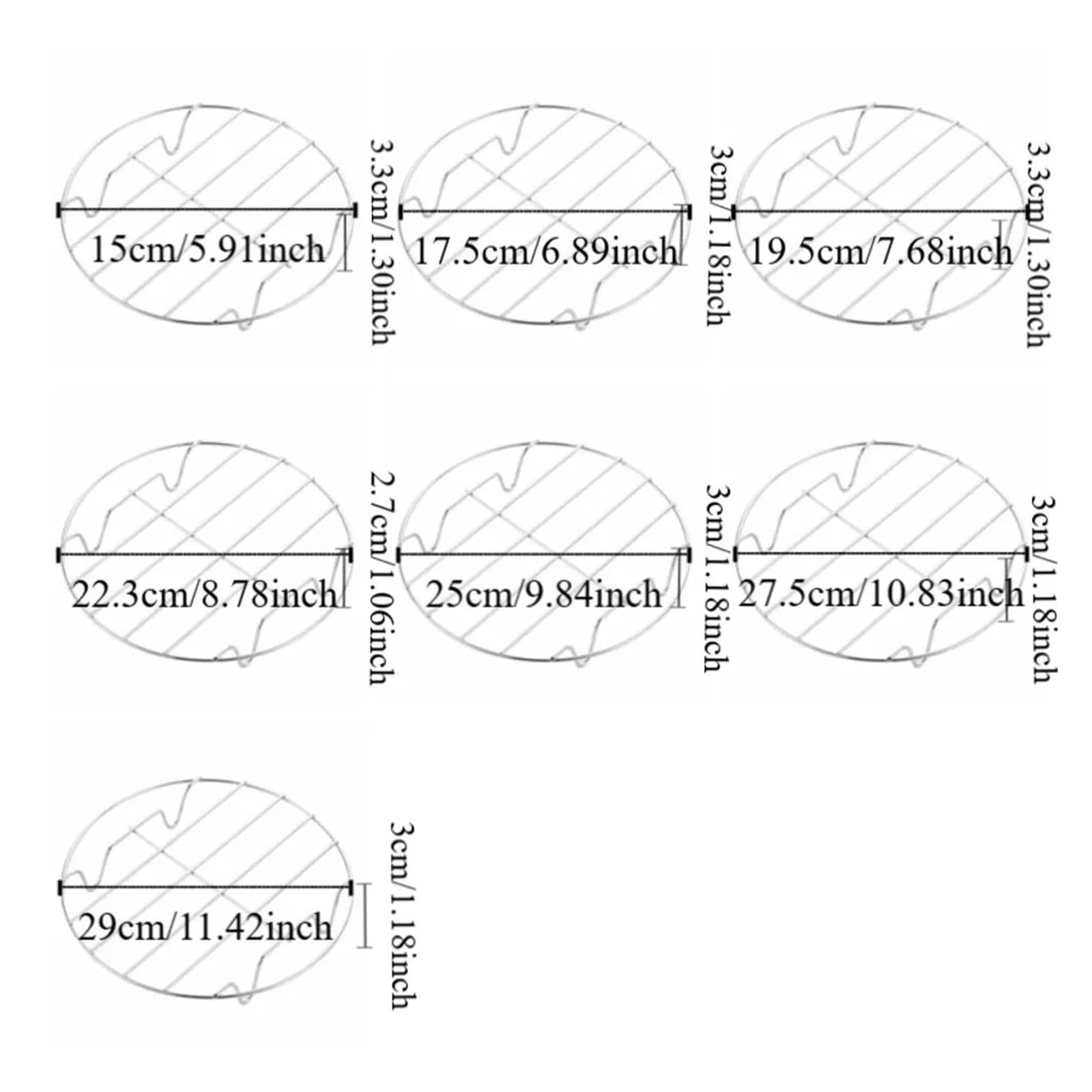 Générique Supports de Cuisson à la Vapeur en Acier Inoxydable, antirouille, épais, Rond, for friteuse Air, avec Pied, Plateau œufs résistant Chaleur, Four(Silver-9.06in)