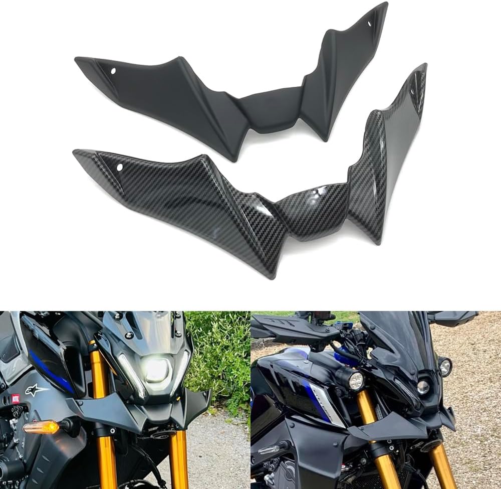 Motorcycle Front Aerodynamic Fairing Winglets Wing Cover Trim Protection Guard For Yamaha MT-09 SP MT09 MT 09 V3 2021 2022 2023 (Black)