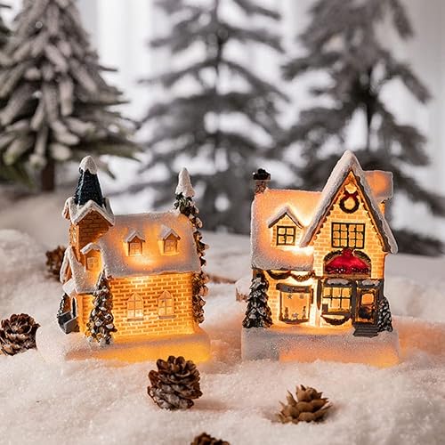 Miniatura 5 de Casa iluminada de pueblo de Navidad, casas de pueblo de Navidad iluminadas con LED, Navidad, invierno, aldea de nieve, casa iluminada, decoración de