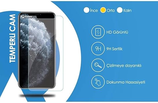 KZY İletişim Apple iPhone 15 Pro Max ile Uyumlu Temperli Ekran Koruyucu Kırılmaz Cam
