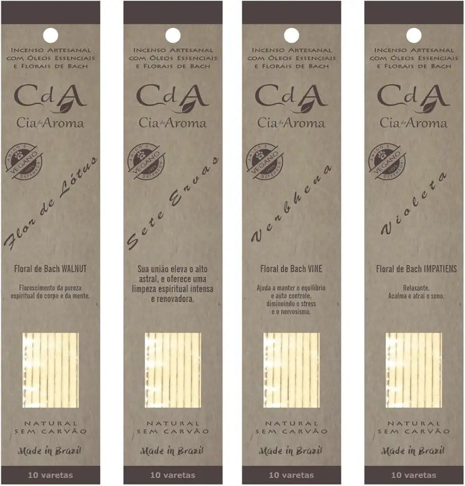 Kit Ervas - com 4 Incensos Naturais CdA Floral de Bach