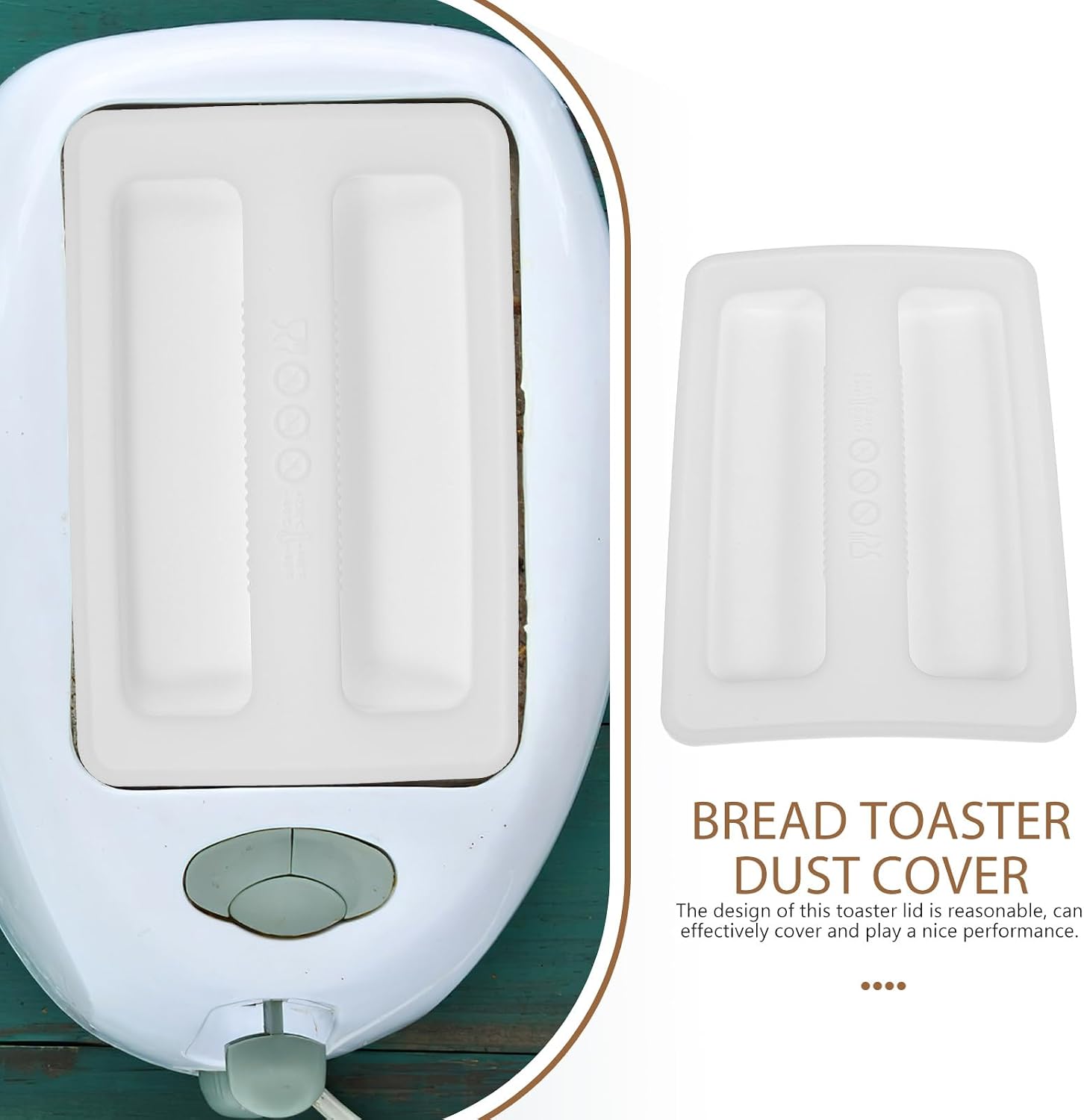 Silicone Toaster Dust Cover 2 Slice Toaster Lid Electric Bread Maker Upper Cover Toaster Machine Top Cover for Bread Machine Part Accessories （White）