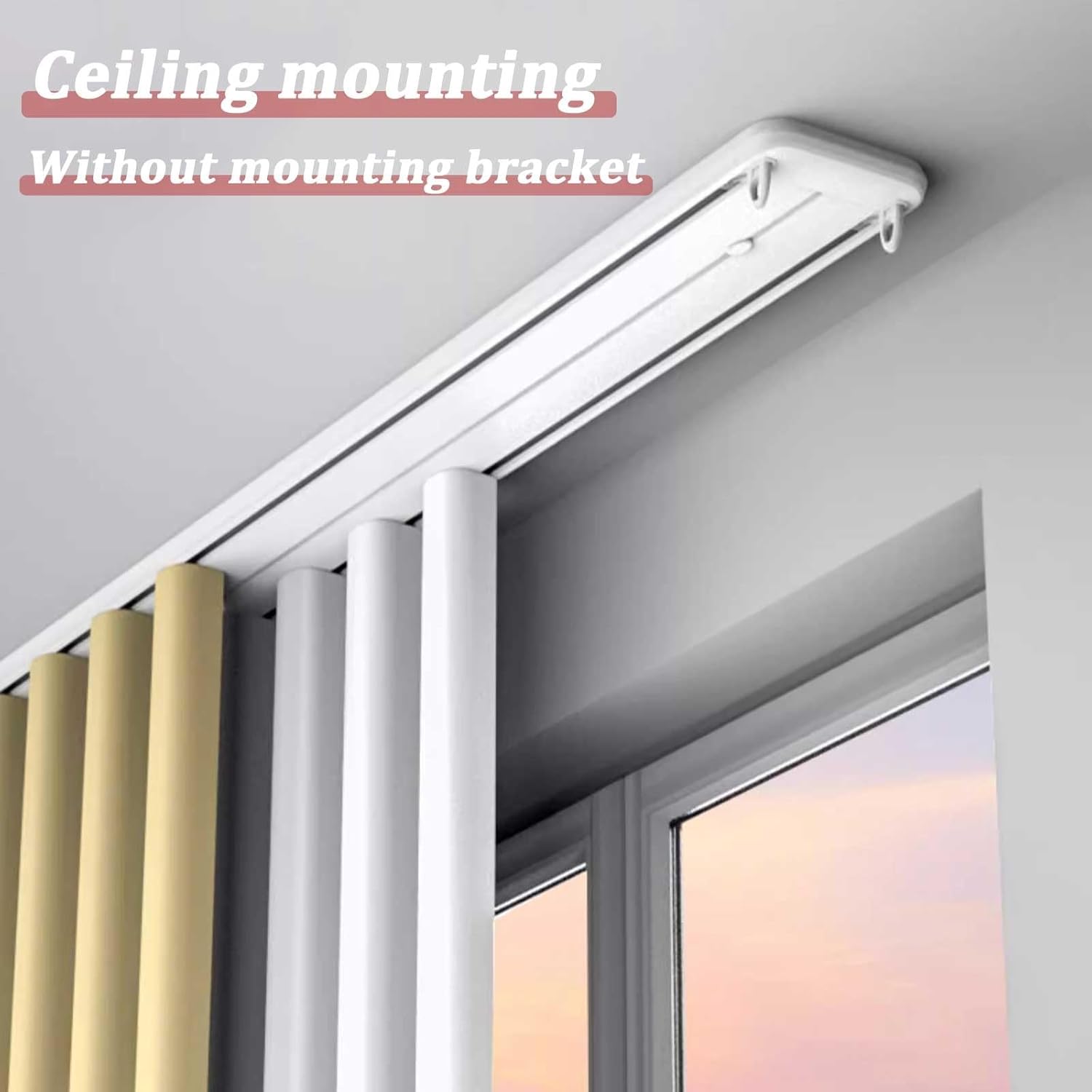 Heavy Duty Double Curtain Track System - Silent Ceiling Mount for Living Room, Bedroom, Hospital - Durable 1m (3.3ft) Drop Ceiling Curtain Track Set