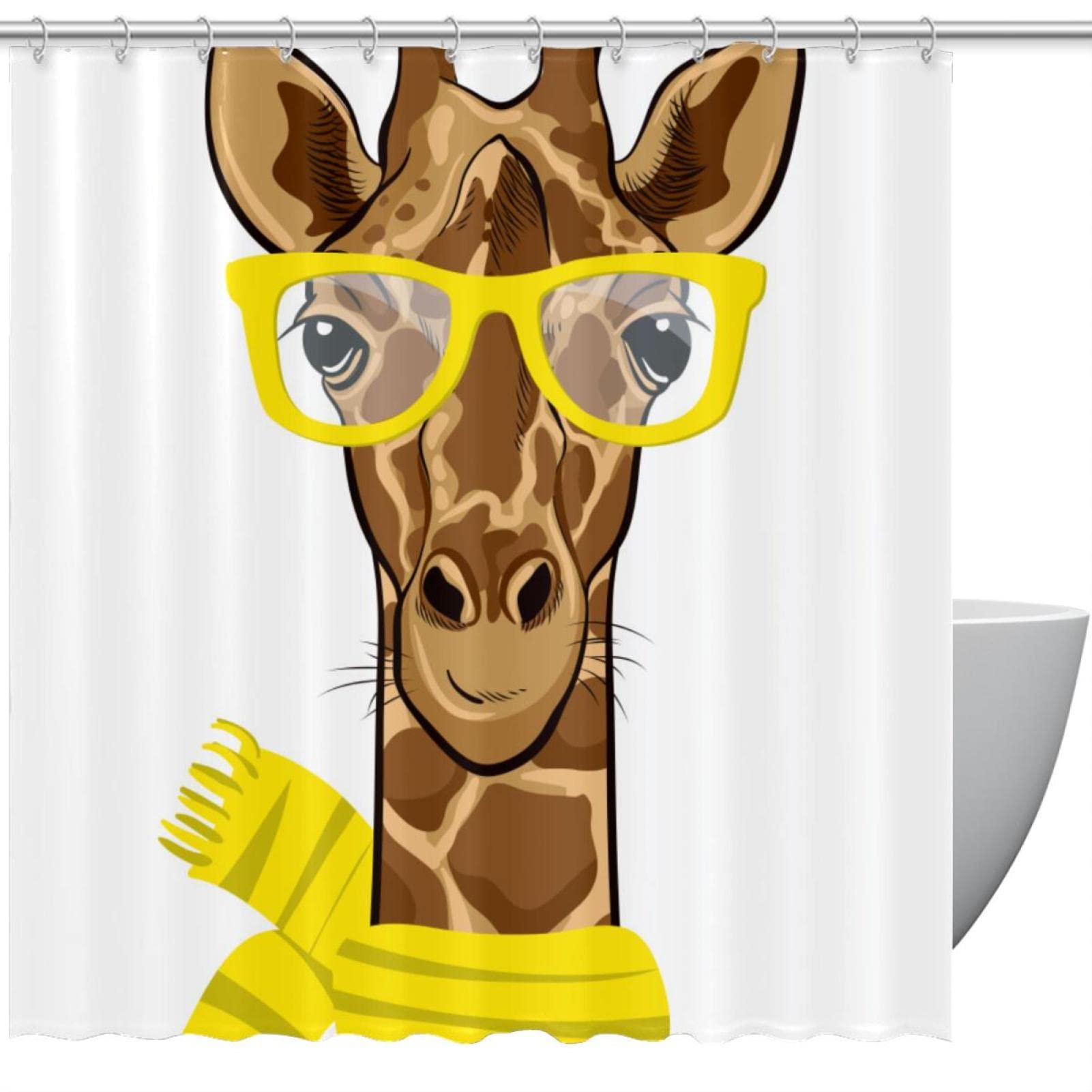 Rideau de douche anti-éclaboussures girafe pour garder le sol sec