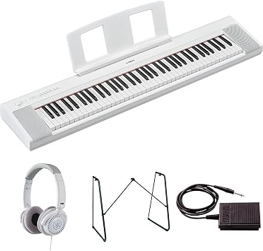 Yamaha NP-35 Piaggero Digital Keyboard with 76 Graded Soft-Touch Sensitive Keys, HPH-150 Headphones, L-2C Keyboard Stand, and sustain Pedal