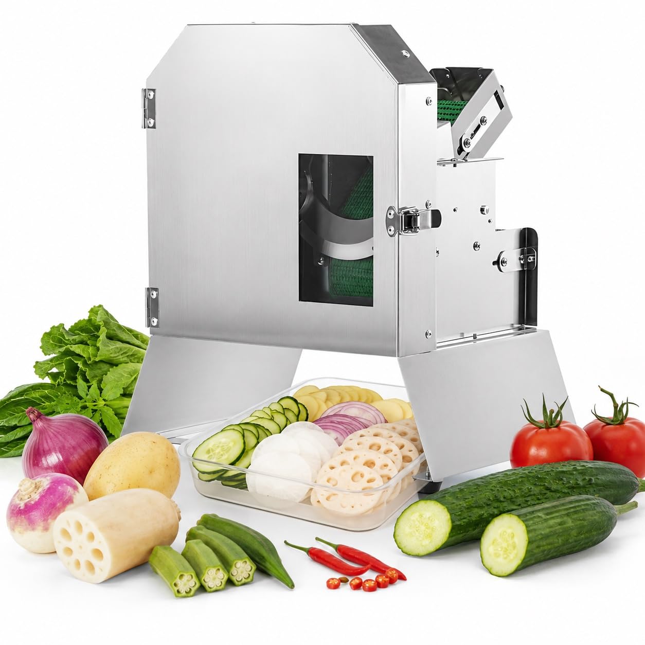 Cortador de alimentos eléctrico VZXATYOP y rebanador de verduras comercial de 200W