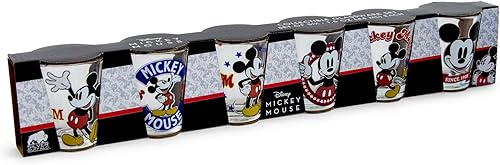 Miniatura 2 de Disney Juego de 6 vasos de vaso de chupito de whisky vintage de Mickey Mouse de 2 onzas  Home Barware Drinkware