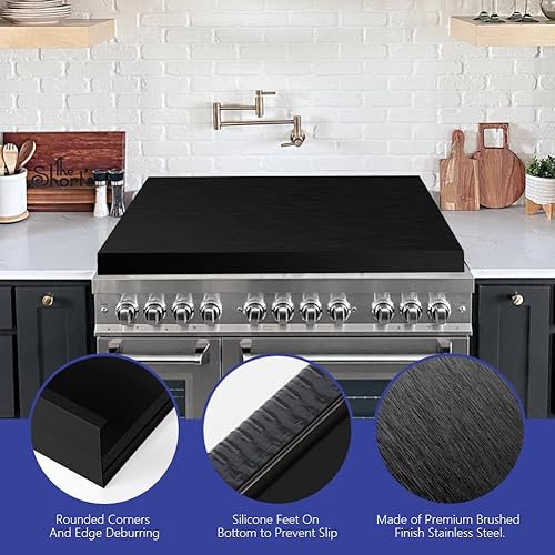 Miniatura 6 de Cubierta superior de estufa de acero inoxidable cubierta negra para quemador de cocina  Tabla de fideos  Cubierta de metal para estufa eléctrica de