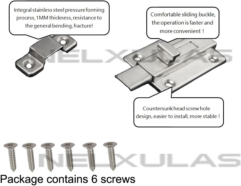 Stainless Steel Door Latch Sliding Lock Barrel Bolt (4-1/5")
