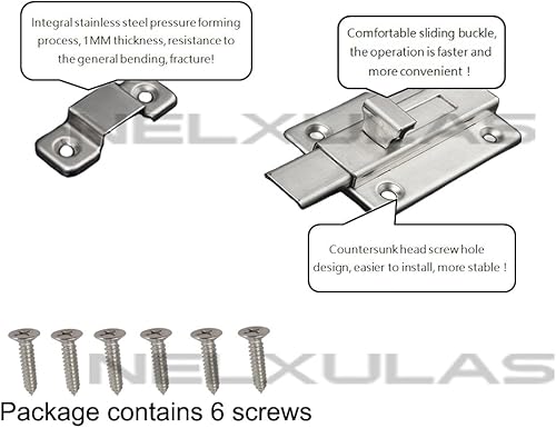 Miniatura 5 de cerrojo de puerta en acero inoxidable, cerrojo deslizante
