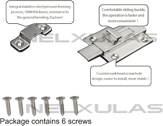 Stainless Steel Door Latch Sliding Lock Barrel Bolt (2-1/2)