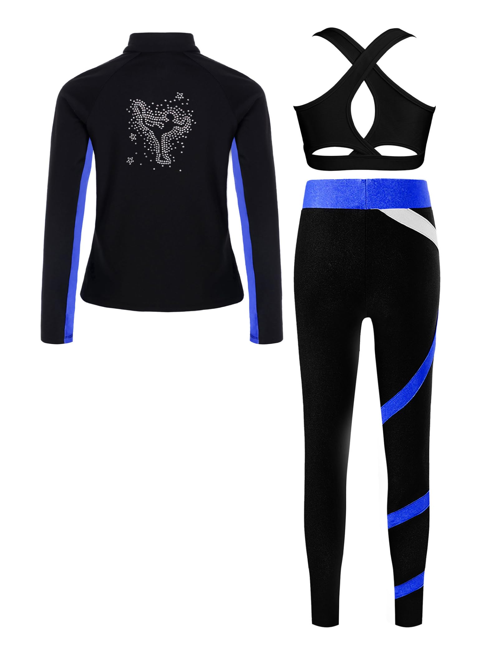 Traje térmico para patinaje artístico, chaqueta de forro polar + sujetador deportivo + pantalones de patinaje sobre hielo, 3 piezas, talla 110-170